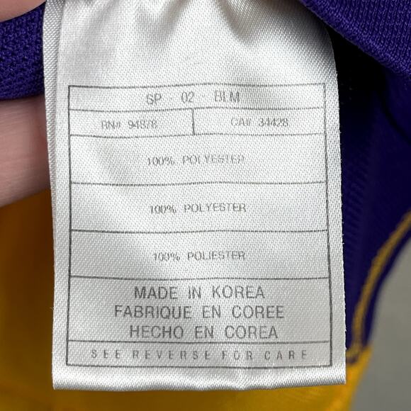 VTG Nike Team NBA Los Angeles Lakers Warmup Jersey XXL Yellow Purple LA Y2K - Picture 12 of 15